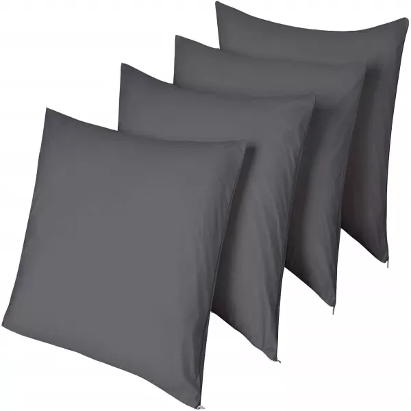 image4 Pack Waterproof Grey Pillow Protectors Standard 20x26 Inches Smooth Zipper Premium Encasement Covers Quiet Cases SetGrey