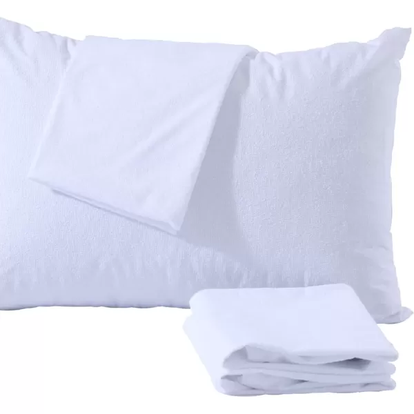 imageNiagara Waterproof Pillow Protectors King 4 Pack Cotton Terry 100 Waterproof Cooling Zippered Cotton White T Pillow Encasement Washable Long Life Soft BreathableQueen