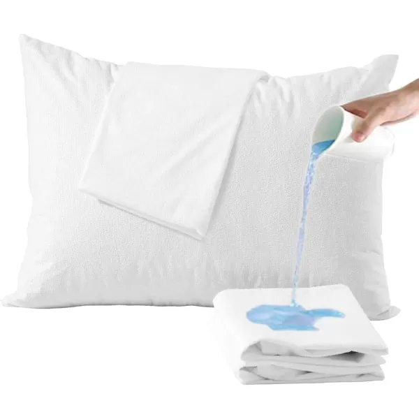 imageNiagara Waterproof Pillow Protectors Queen 4 Pack Cotton Terry 100 Waterproof Cooling Zippered Cotton White T Pillow Encasement Washable Long Life Soft BreathableKing