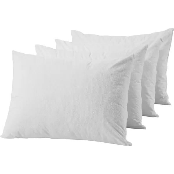 imageNiagara Waterproof Pillow Protectors Queen 4 Pack Cotton Terry 100 Waterproof Cooling Zippered Cotton White T Pillow Encasement Washable Long Life Soft BreathableKing