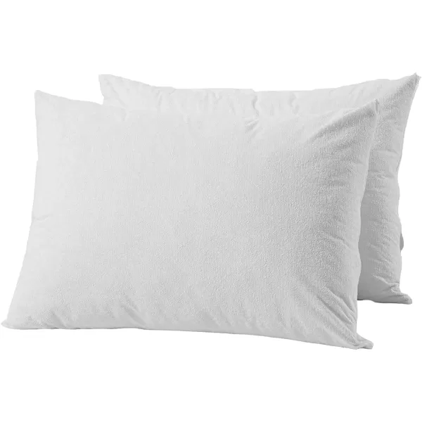 imageNiagara Waterproof Pillow Protectors Queen 4 Pack Cotton Terry 100 Waterproof Cooling Zippered Cotton White T Pillow Encasement Washable Long Life Soft BreathableQueen