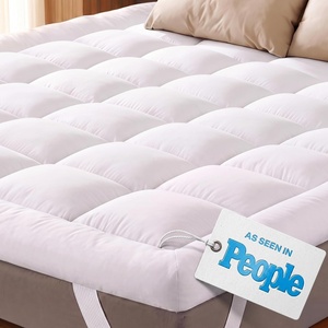 image:imageMattress Topper Twin 39x75 Inches Quilted Plush Down Alternative Pillow Top Fitted Skirt Protector Mattress Pad Reviver Enhancer Deep Pocket Fits 20 Inches Soft White
