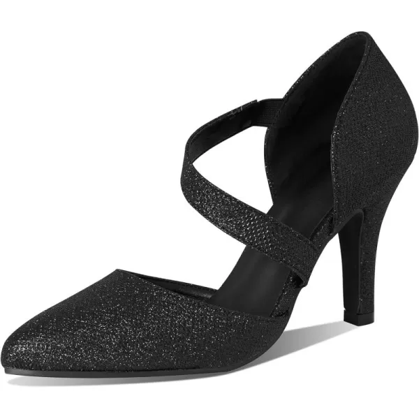 Uacllcau Women’s High Heeled Pumps for Women Kitten Heel Closed Pointed Toe Sandals with Elastic Strap Cutout Glitter Pumps Slip-on Party Bridal Pumps