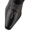 imageUacllcau Cowboy Boots for Women Western Boots Platform Knee High Cowgirl Boots Embroidered Chunky Heel Square Toe Pull Tab Mid Calf BootsBlack2