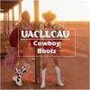 imageUacllcau Cowprint Western Boots for Women Cowboy Boots Embroidery Knee High Boots Pull Tab Round Toe Platform Boots