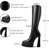 imageUacllcau Knee High Boots for Women Black Platform Boots Pointed Toe Side Zip Chunky High Heel Boots Fashion Fall Winter Dress Boots