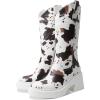 imageUacllcau Cowprint Western Boots for Women Cowboy Boots Embroidery Knee High Boots Pull Tab Round Toe Platform Boots