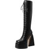 imageUacllcau Women Knee High Boots Chunky High Heel Boots Square Toe Platform Boots Lace Up Side Zipper Boots for Women