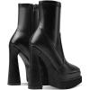 imageUacllcau Black Platform Boots for Women Pointed Toe Ankle Booties Side Zip Stacked Chunky High Heel Mid Calf Boots