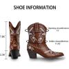imageUacllcau Cowboy Boots for Women Embroidered Floral Cowgirl Boots Low Chunky Heel Western Boots Wedding Bride Dress Ankle Booties