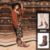 imageUacllcau Cowboy Boots for Women Embroidered Floral Cowgirl Boots Low Chunky Heel Western Boots Wedding Bride Dress Ankle Booties
