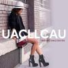 imageUacllcau High Heel Ankle Booties for Women Sexy Pointed Toe Weave Platform Boots Chunky Heel Laceup Side Zip Mid Calf Boots