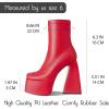 imageUacllcau Platform Boots for Women Mid Calf Boots Square Toe Chunky High Heel Boots Side Zipper Ankle BootiesRed