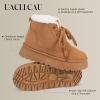 imageUacllcau Platform Mini Boots for Women Winter Boots Warm Faux Fur Lining Lace Up Ankle Boots for Women AntiSlip Short Snow Booties with Memory Foam Insole for Indoor ampamp OutdoorBrown