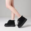 imageUacllcau Platform Mini Boots for Women Winter Boots Warm Faux Fur Lining Lace Up Ankle Boots for Women AntiSlip Short Snow Booties with Memory Foam Insole for Indoor ampamp OutdoorBlack