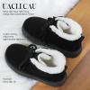 imageUacllcau Platform Mini Boots for Women Winter Boots Warm Faux Fur Lining Lace Up Ankle Boots for Women AntiSlip Short Snow Booties with Memory Foam Insole for Indoor ampamp OutdoorBlack