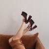 imageUacllcau Platform Pumps Chunky Heel for Women Mary Janes Sqaure Toe Double Buckle Stacked Party Dress Pumps