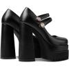 imageUacllcau Platform Pumps Chunky Heel for Women Mary Janes Sqaure Toe Double Buckle Stacked Party Dress Pumps Black Matte