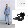 imageUacllcau Slingback Heels for Women Pointed Closed Toe Low Kitten Stiletto Heels Slip On Pumps Dressy Work Heeled Sandals Shoes with Buckle Strap