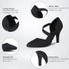 imageUacllcau Slingback Heels for Women Pointed Closed Toe Low Kitten Stiletto Heels Slip On Pumps Dressy Work Heeled Sandals Shoes with Buckle Strap