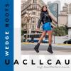 imageUacllcau Wedge Platform Boots for Women Pointed Toe High Heel Boots Side Zip High Heel Ankle Bbooties