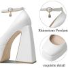 imageUacllcau Womens Platform Chunky Heel Pumps for Women Sexy Square Toe Ankle Rhinestones Strap Party High Heels Fashion Hot Pumps