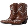 imageUacllcau Cowboy Boots for Women Embroidered Floral Cowgirl Boots Low Chunky Heel Western Boots Wedding Bride Dress Ankle Booties