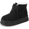 imageUacllcau Platform Mini Boots for Women Winter Boots Warm Faux Fur Lining Lace Up Ankle Boots for Women AntiSlip Short Snow Booties with Memory Foam Insole for Indoor ampamp OutdoorBlack