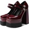 imageUacllcau Platform Pumps Chunky Heel for Women Mary Janes Sqaure Toe Double Buckle Stacked Party Dress Pumps