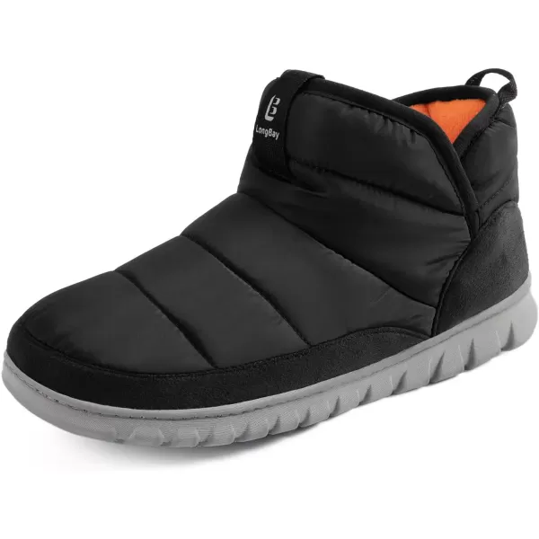 imageLongBay Mens Bootie Slippers with Memory Foam Indoor Outdoor Warm House Shoes Sport Lounge Camping BootsBlack