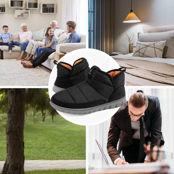 imageLongBay Mens Bootie Slippers with Memory Foam Indoor Outdoor Warm House Shoes Sport Lounge Camping BootsBlack
