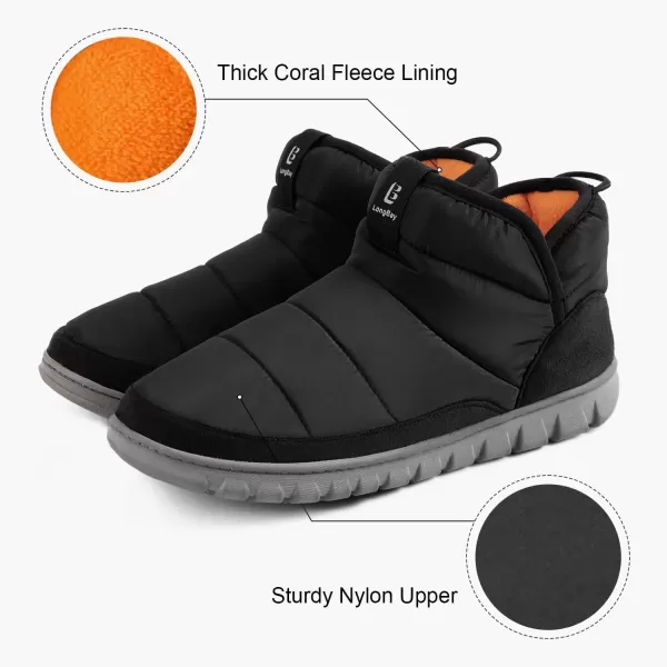 imageLongBay Mens Bootie Slippers with Memory Foam Indoor Outdoor Warm House Shoes Sport Lounge Camping BootsBlack