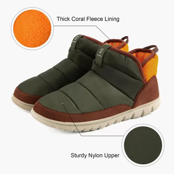 imageLongBay Mens Bootie Slippers with Memory Foam Indoor Outdoor Warm House Shoes Sport Lounge Camping BootsGreen