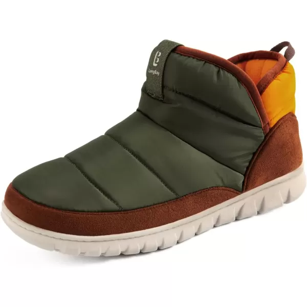 imageLongBay Mens Bootie Slippers with Memory Foam Indoor Outdoor Warm House Shoes Sport Lounge Camping BootsGreen