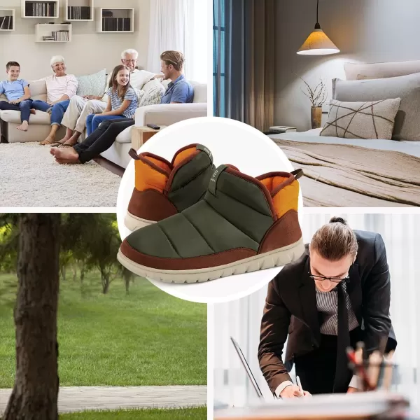 imageLongBay Mens Bootie Slippers with Memory Foam Indoor Outdoor Warm House Shoes Sport Lounge Camping BootsGreen