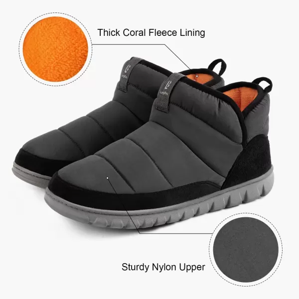 imageLongBay Mens Bootie Slippers with Memory Foam Indoor Outdoor Warm House Shoes Sport Lounge Camping BootsGrey