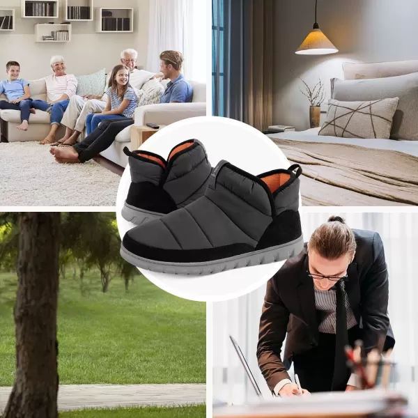 imageLongBay Mens Bootie Slippers with Memory Foam Indoor Outdoor Warm House Shoes Sport Lounge Camping BootsGrey