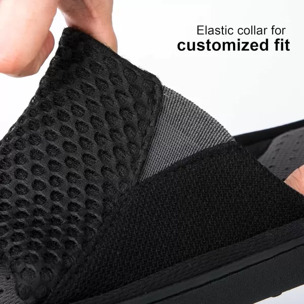 imageLongBay Mens Comfy Memory Foam Slide Slippers Breathable Mesh Cloth House ShoesBlack