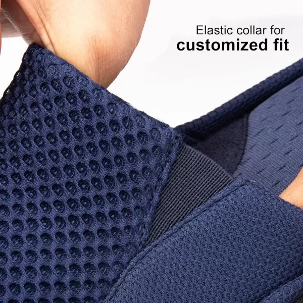 imageLongBay Mens Comfy Memory Foam Slide Slippers Breathable Mesh Cloth House ShoesNavy Blue