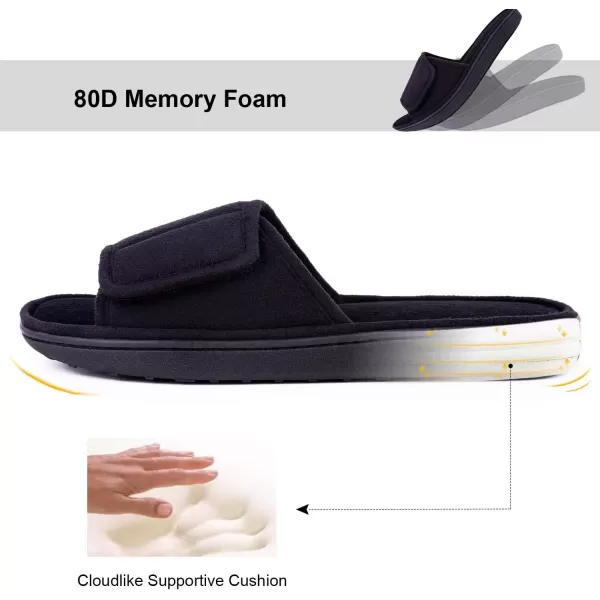 imageLongBay Mens Comfy Memory Foam Slide Slippers Breathable Micro Suede House ShoesBlack