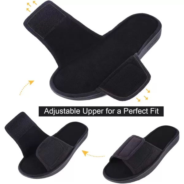 imageLongBay Mens Comfy Memory Foam Slide Slippers Breathable Micro Suede House ShoesBlack
