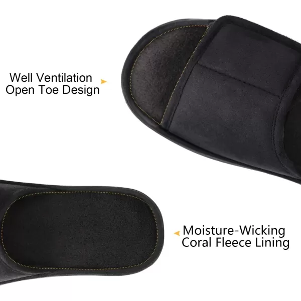 imageLongBay Mens Comfy Memory Foam Slide Slippers Breathable Micro Suede House ShoesBlack