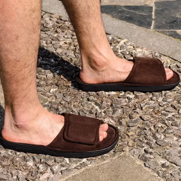 imageLongBay Mens Comfy Memory Foam Slide Slippers Breathable Micro Suede House ShoesCoffee