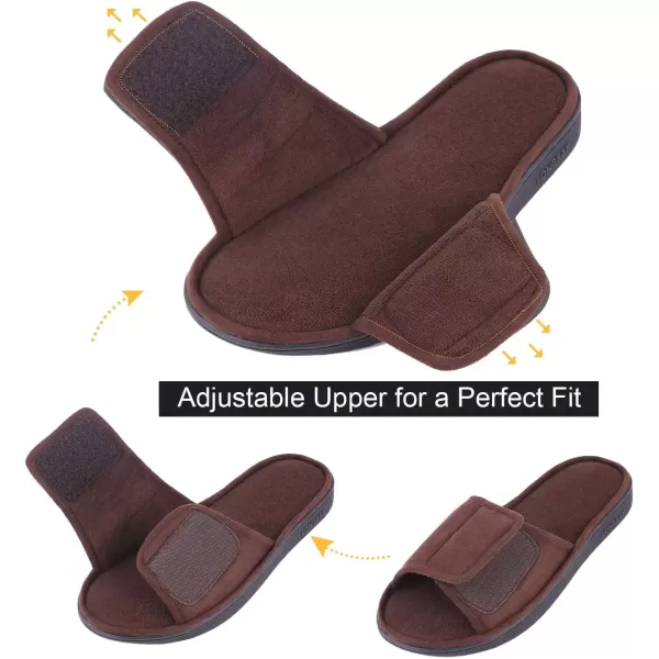 imageLongBay Mens Comfy Memory Foam Slide Slippers Breathable Micro Suede House ShoesCoffee
