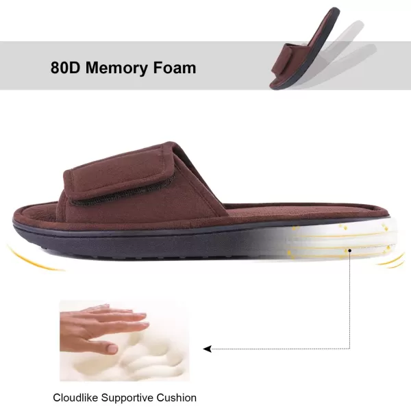 imageLongBay Mens Comfy Memory Foam Slide Slippers Breathable Micro Suede House ShoesCoffee