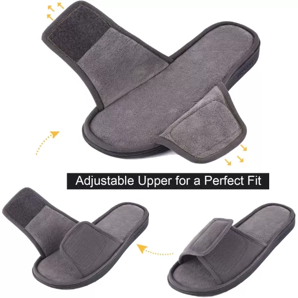 imageLongBay Mens Comfy Memory Foam Slide Slippers Breathable Micro Suede House ShoesGrey