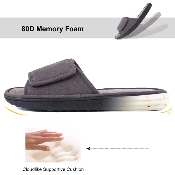 imageLongBay Mens Comfy Memory Foam Slide Slippers Breathable Micro Suede House ShoesGrey