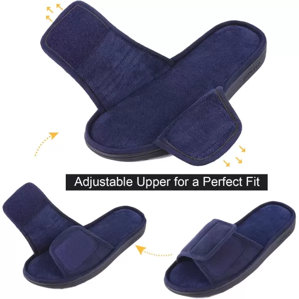 imageLongBay Mens Comfy Memory Foam Slide Slippers Breathable Micro Suede House ShoesNavy Blue