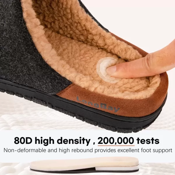 imageLongBay Mens Fuzzy Sherpa Lined Slippers Warm Memory Foam Nonslip Slippers Slipon House Shoes for Indoor OutdoorBlack
