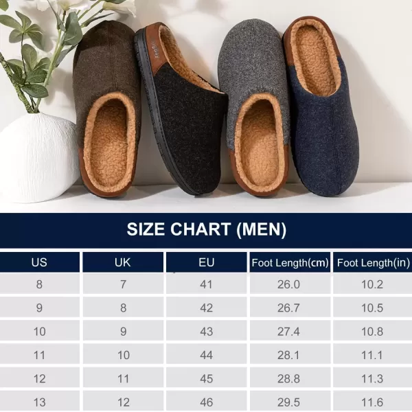 imageLongBay Mens Fuzzy Sherpa Lined Slippers Warm Memory Foam Nonslip Slippers Slipon House Shoes for Indoor OutdoorBlack